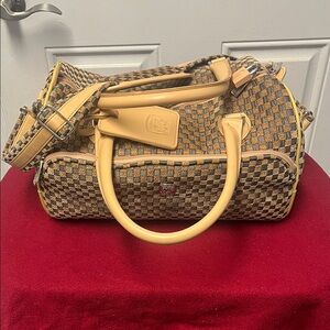 🎉Pegasus Vintage Weekend Woven and Leather Duffle bag-Excellent Condition!